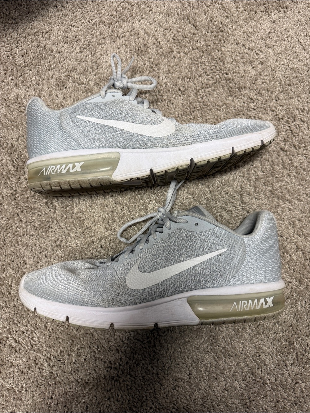 Nike Light Gray and White Air Max Running Shoes